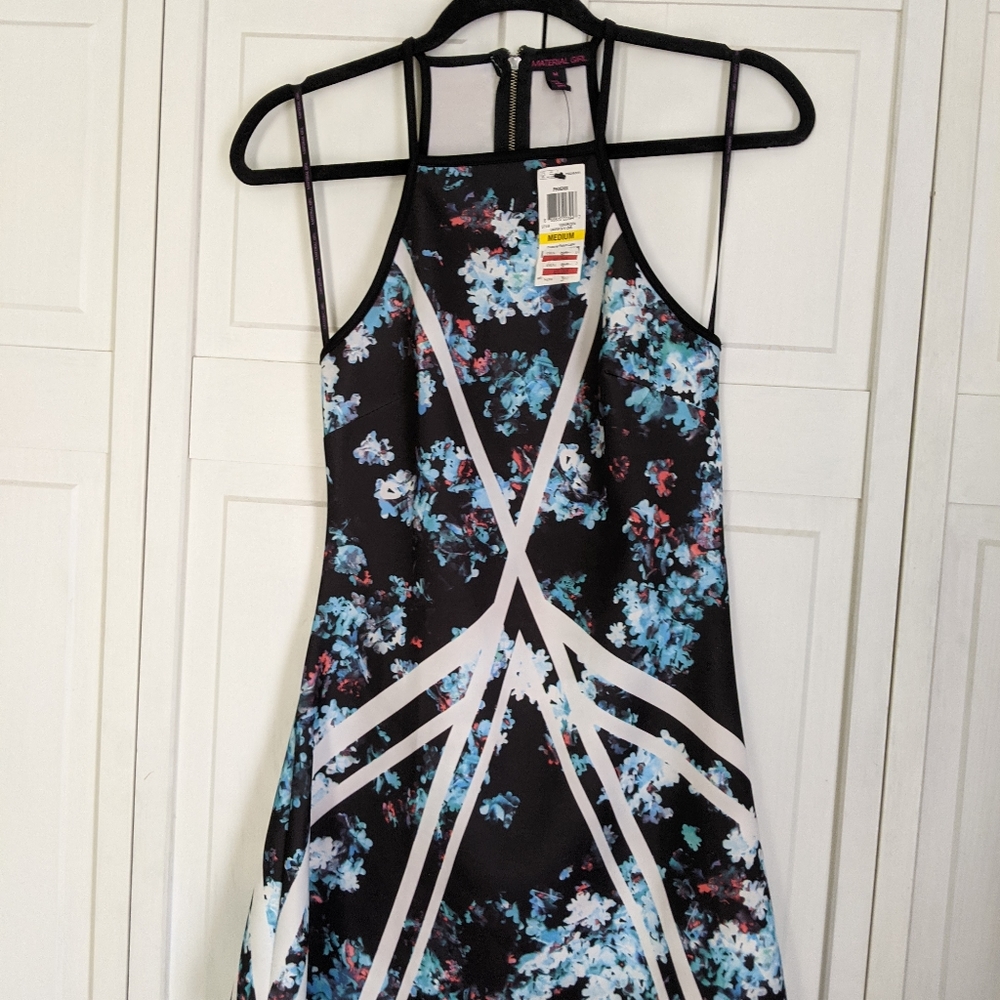Material Girl dress black floral Sz M